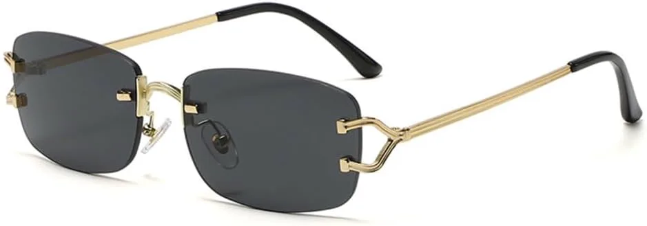 

Модные винтажные квадратные металлические солнцезащитные очки без оправы 2027 года для женщин и мужчин, маленькие модные солнцезащитные очки MTZJH, Black