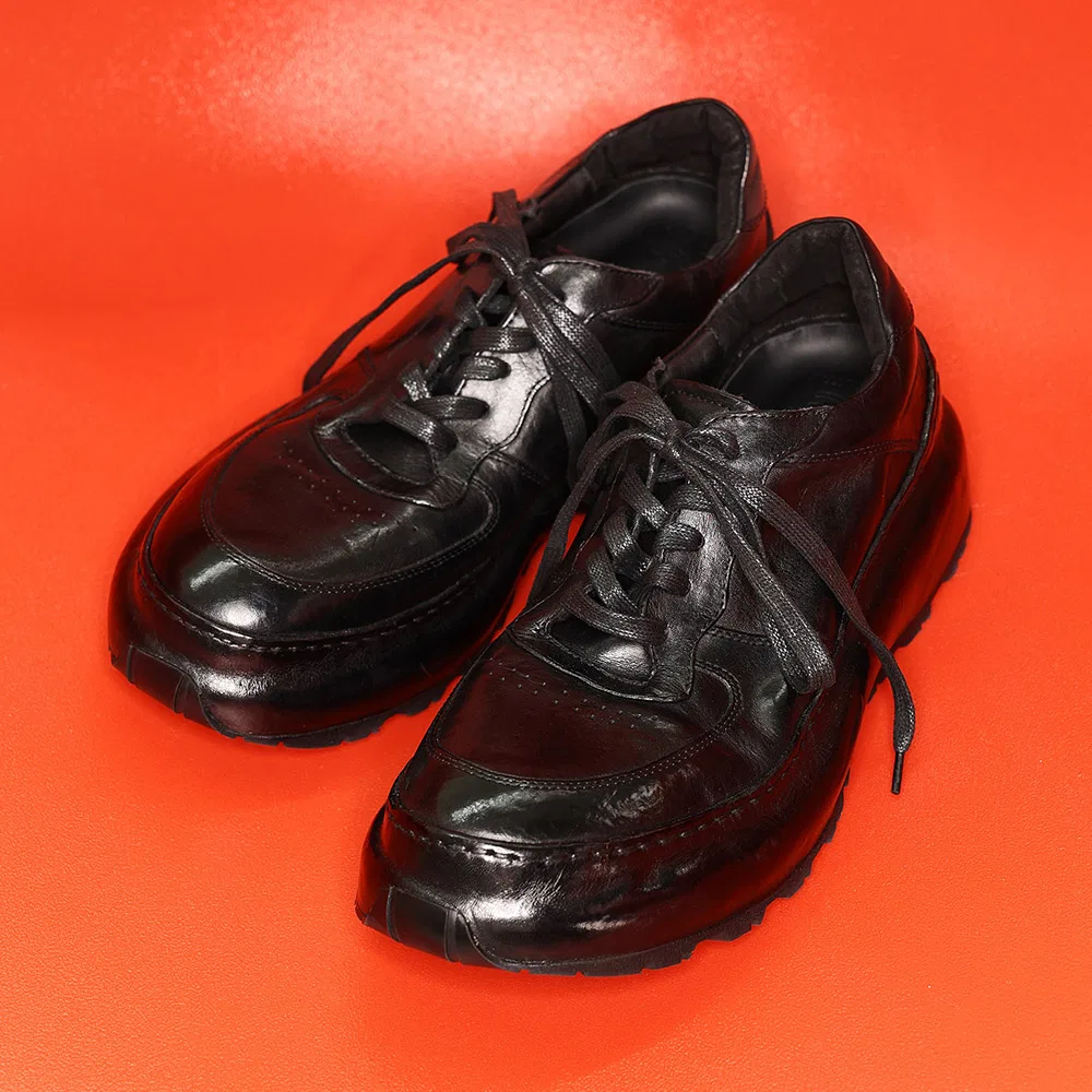 Мужские низкие кеды Seize Cowhide Washed чёрные от Yase