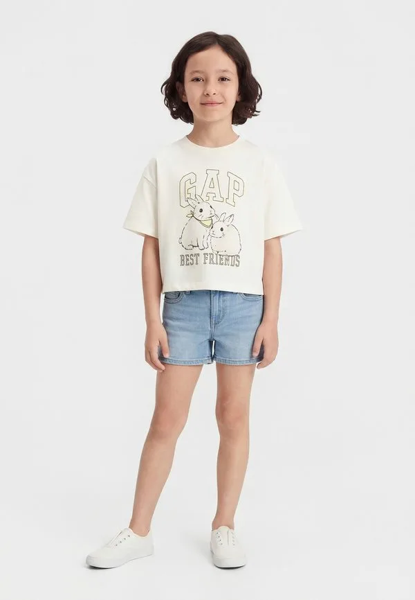 Футболка свободного кроя с графическим принтом, новая, цвет слоновая кость Gap, New Off-White