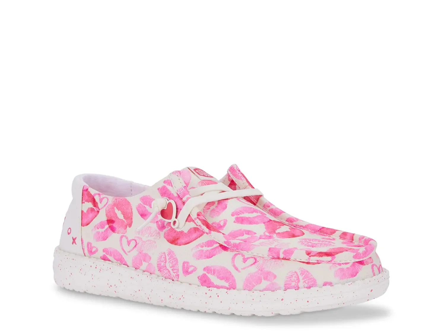 Туфли-лодочки HEYDUDE Wendy Kiss Slip-On — женские, с принтом белой/розовой помады