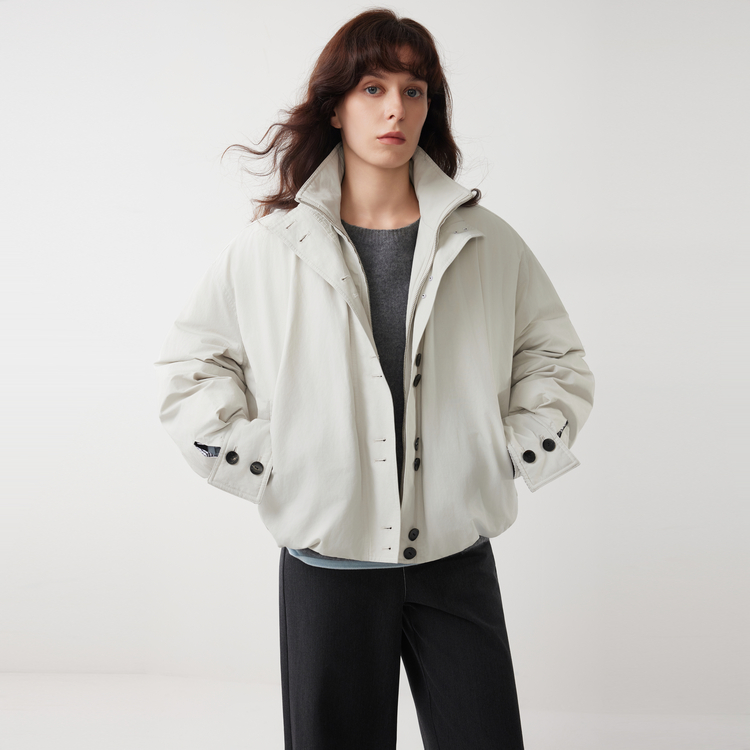 

ELLE Пуховик женский Light Gray со стойкой утолщенный