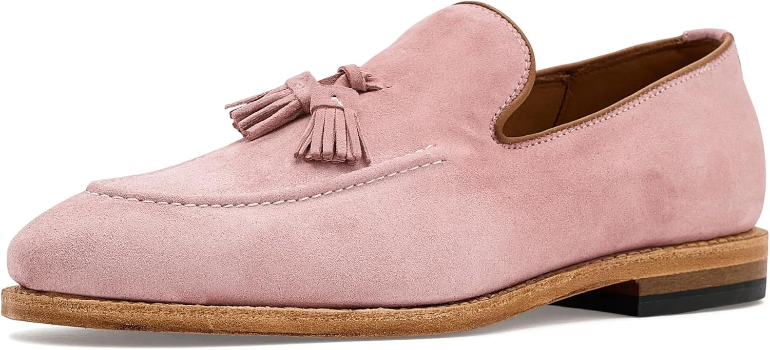 Лоферы с кисточками Allen Edmonds, светло-розовая замша