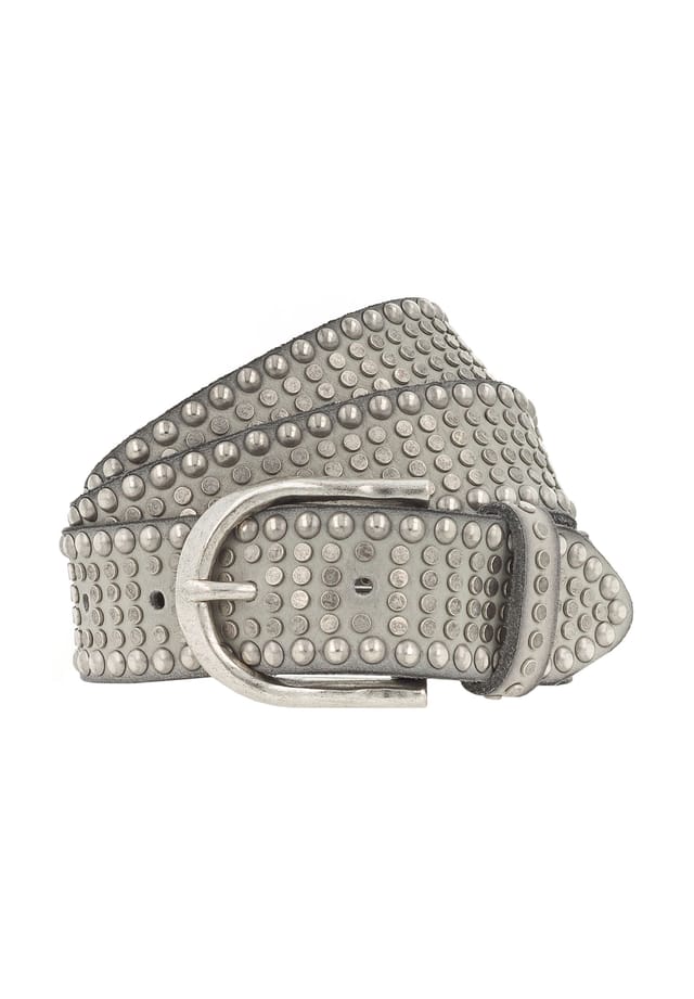 

Ремень из кожи с заклепками Riva B.Belt, серый