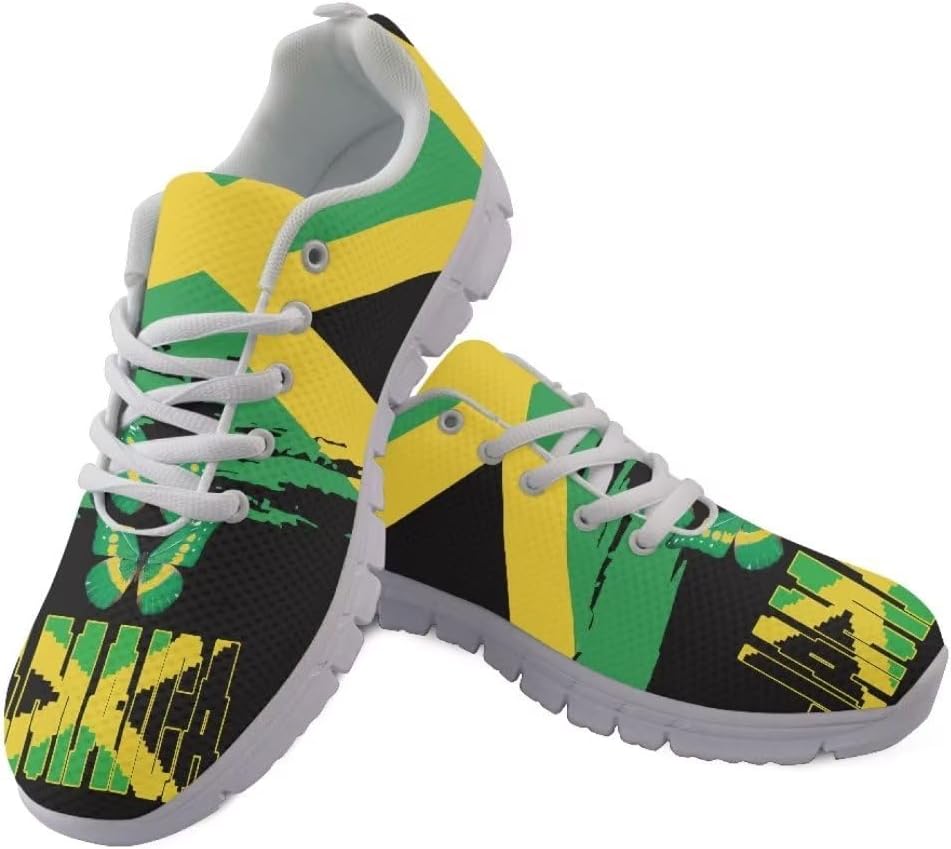 

Мужские кроссовки Jeiento с американским флагом, модные спортивные беговые кроссовки, повседневная обувь для путешествий и прогулок, плоская, дышащая, Jamaican Flag-3