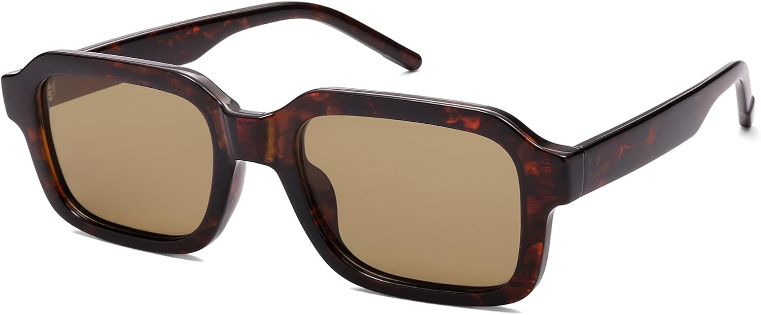 

Поляризованные модные ретро-солнцезащитные очки прямоугольной формы для женщин и мужчин, классические винтажные солнцезащитные очки 90-х годов AR82375 HERJOUR, Tortoise/Brown