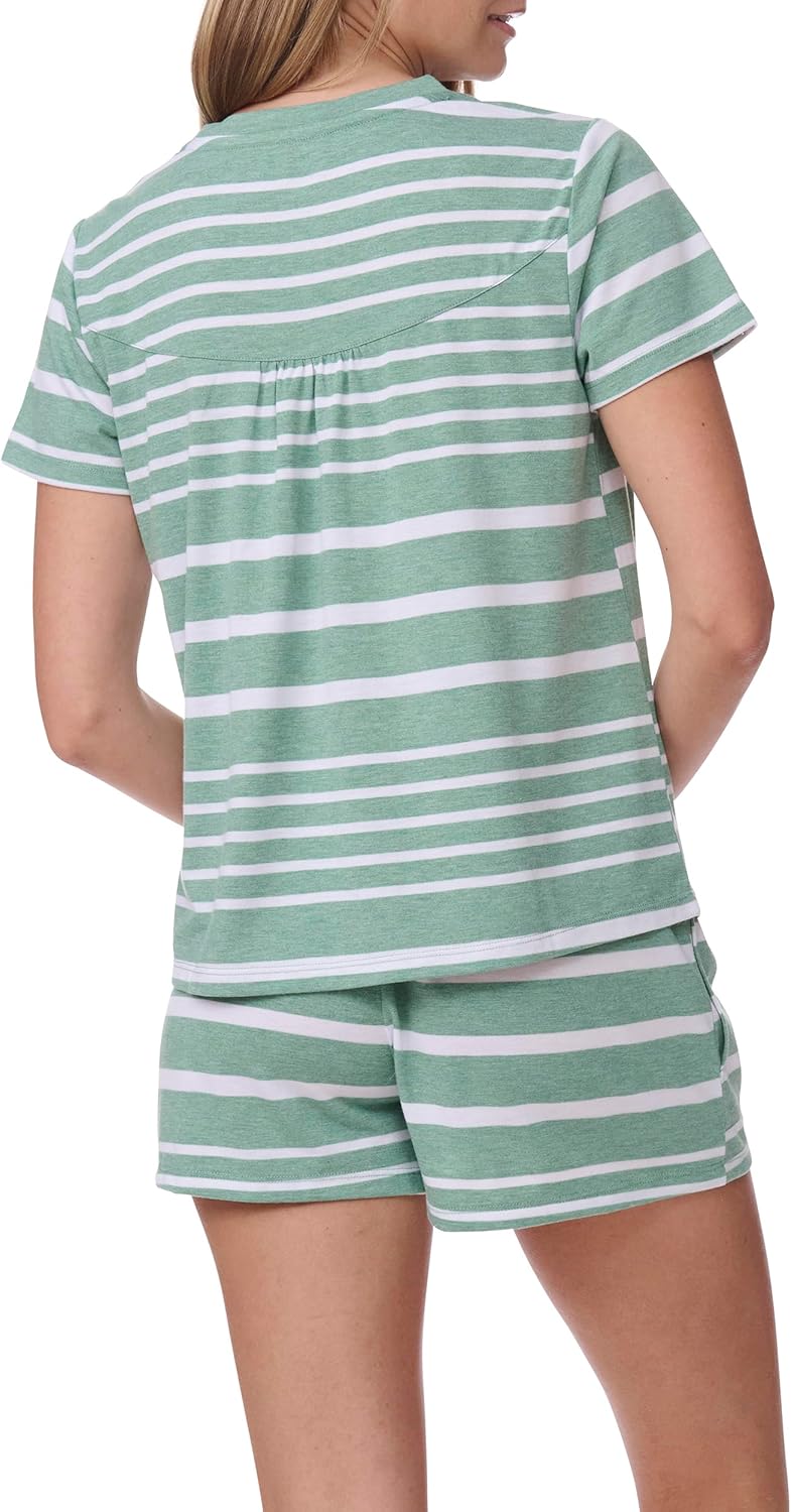 Женская пижама Tommy Hilfiger с футболкой и боксерскими шортами, Green Heather Stripe — фото 4