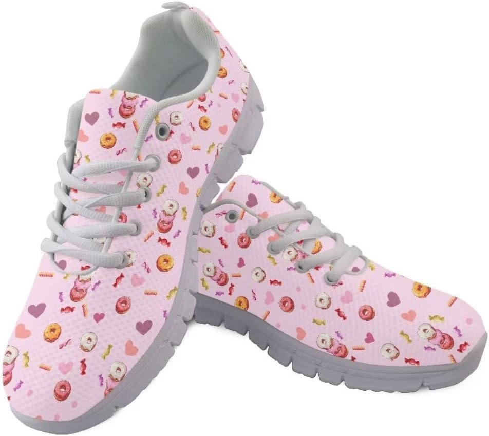 

Женские кроссовки Jeiento Fashion для прогулок на открытом воздухе, дышащие сетчатые кроссовки для тренировок и повседневной носки, мужские спортивные беговые кроссовки, обувь на День святого Валентина, Hearts Doughnut
