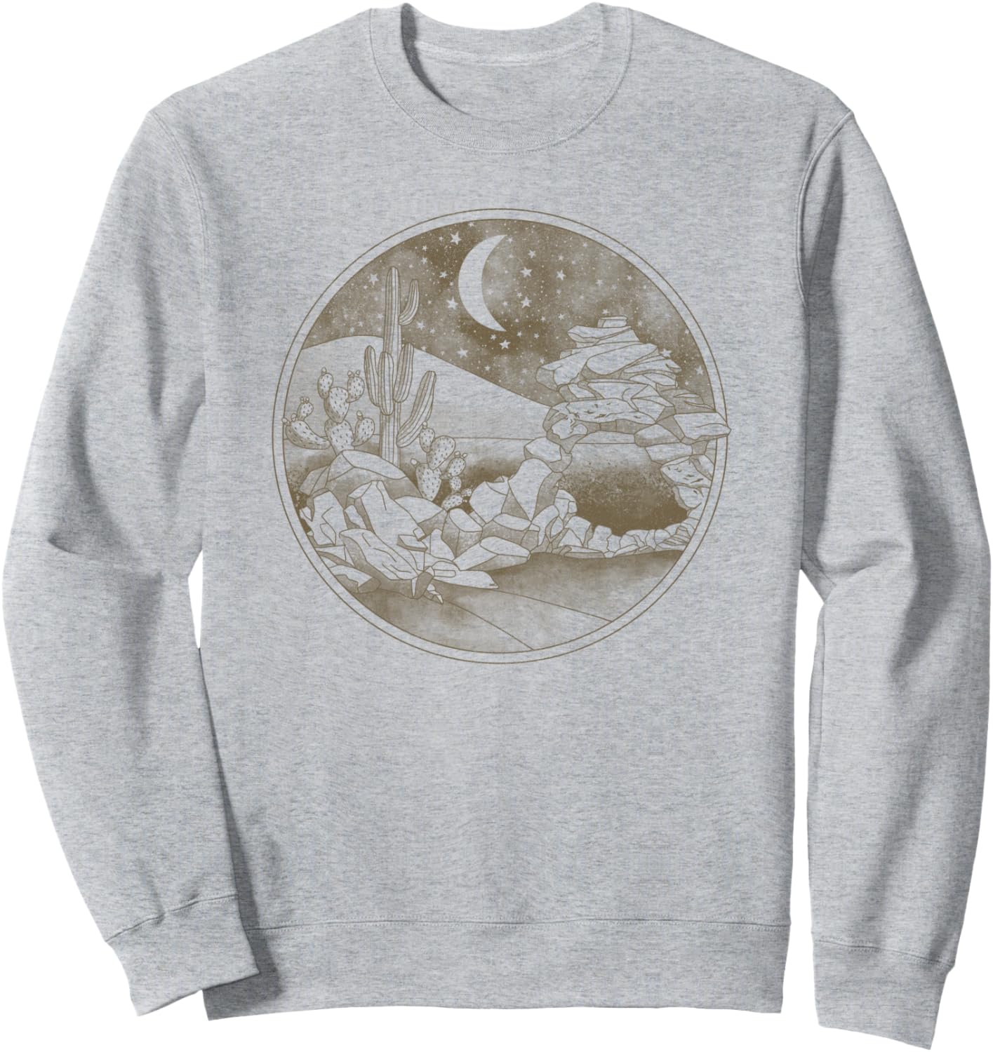 

Светлая пустынная ночная сцена, круглая толстовка Trendy Apparel, серый