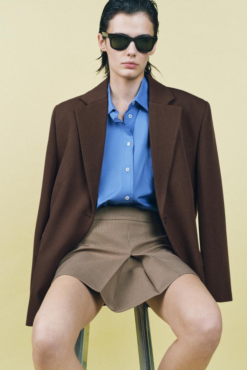 

Плиссированная короткая юбка ZARA, цвет Toffee