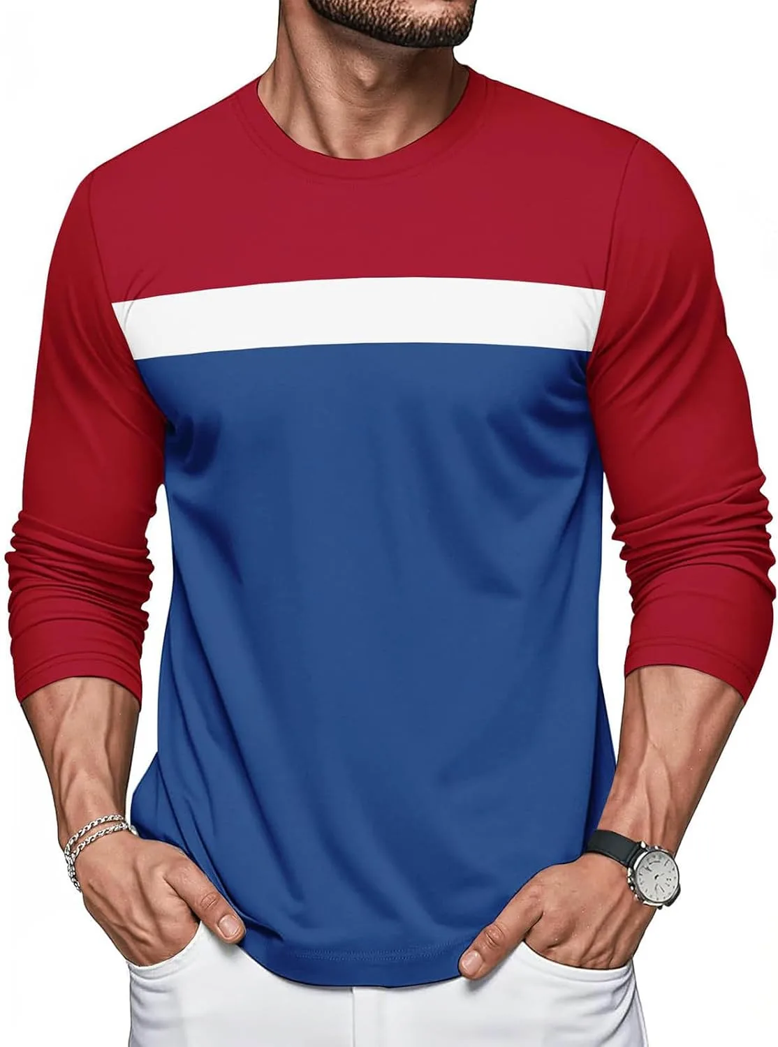 

Мужская футболка с длинным рукавом Color Block Xiaojmake