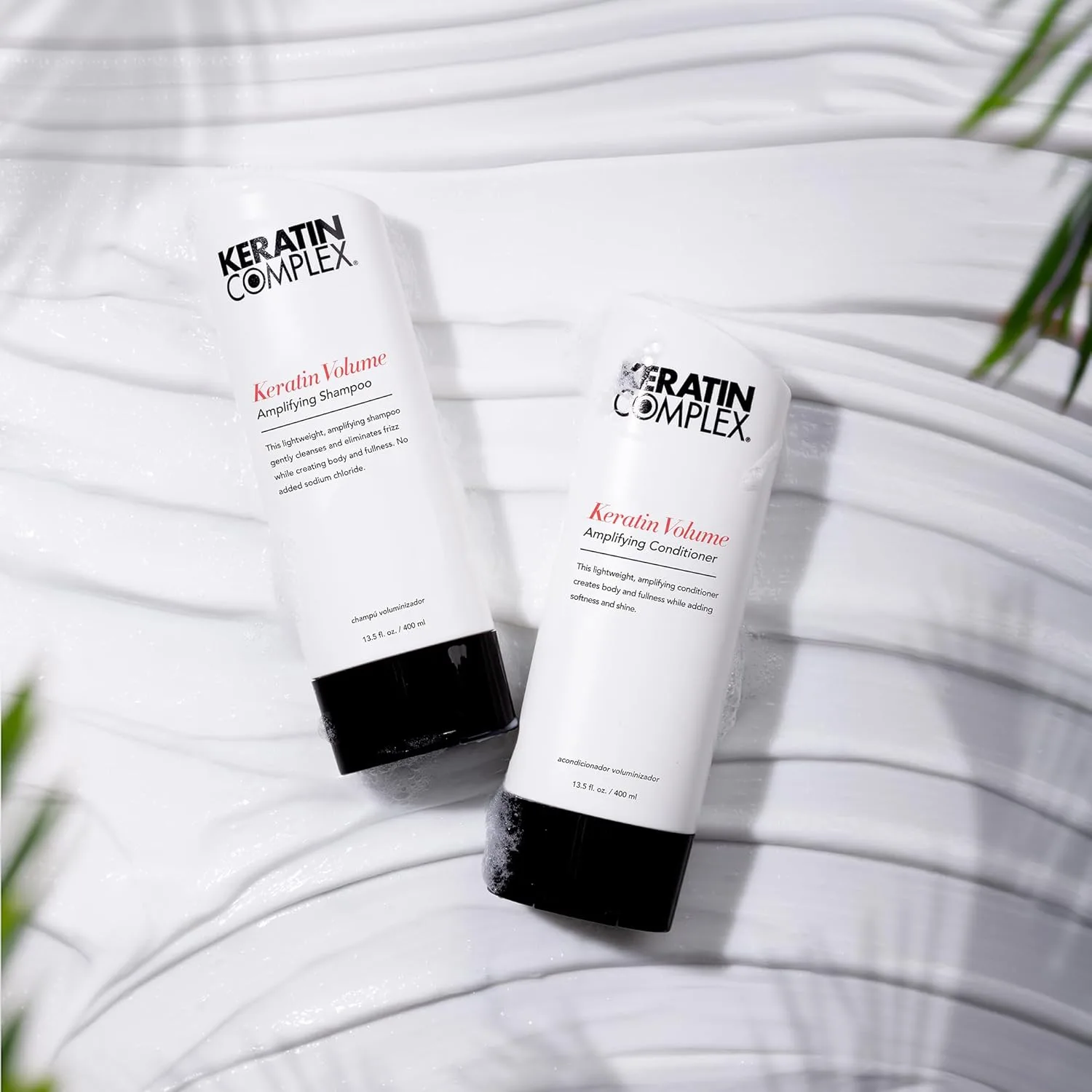 Шампунь и кондиционер Keratin Complex для придания объема (дуэт) - по 383 мл каждый.