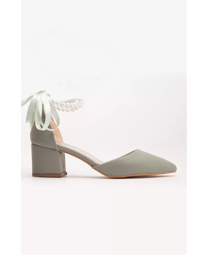 Туфли Miranda на низком каблуке с жемчугом Forever & Always Shoes, зеленый — фото 2