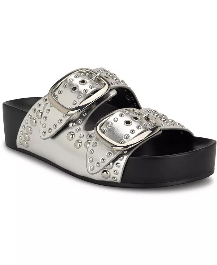 Женские повседневные сандалии Flinne с двумя пряжками Nine West, серебряный