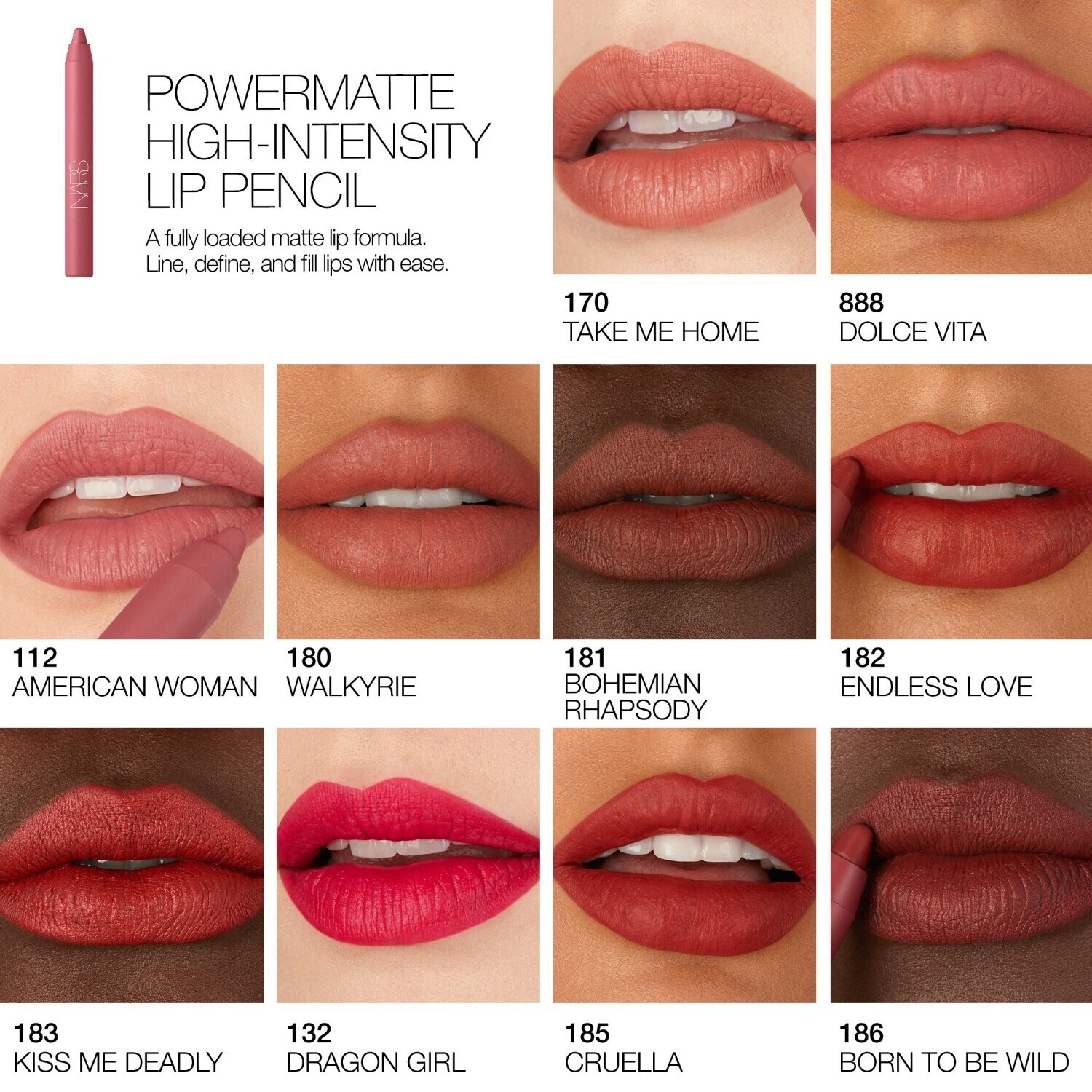 Карандаш для губ powermatte high-intensity Nars, american woman, вес 2.4 гр. — фото 4