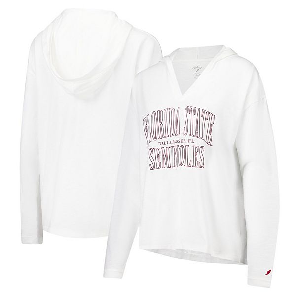 

Женская белая футболка с длинным рукавом и капюшоном Florida State Seminoles League Collegiate Wear, Белый, Женская белая футболка с длинным рукавом и капюшоном Florida State Seminoles League Collegiate Wear