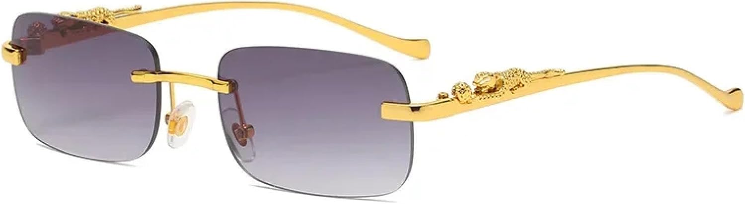 

Солнцезащитные очки с защитой от УФ-излучения UV400 | Без оправы, металлический леопардовый принт | Для женщин и мужчин, для занятий спортом на открытом воздухе и вождения DSVIGF, Gold Grey