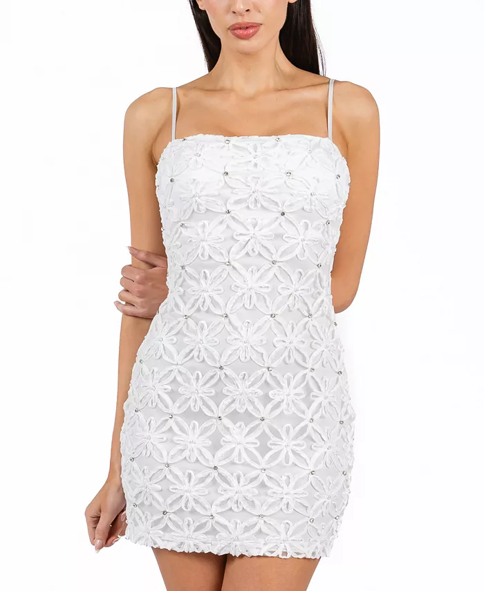 

Женское платье-футляр с декоративной тесьмой Juniors' Embellished Soutache Bodycon Dress Alex & Sophia, белый