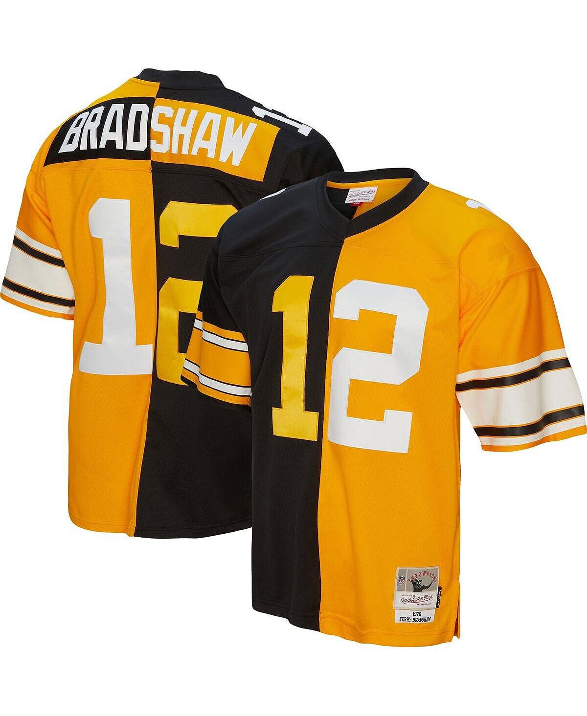 

Мужская черная и золотая футболка Терри Брэдшоу Pittsburgh Steelers 1976 Split Legacy Replica Mitchell & Ness, Черный, Мужская черная и золотая футболка Терри Брэдшоу Pittsburgh Steelers 1976 Split Legacy Replica Mitchell & Ness
