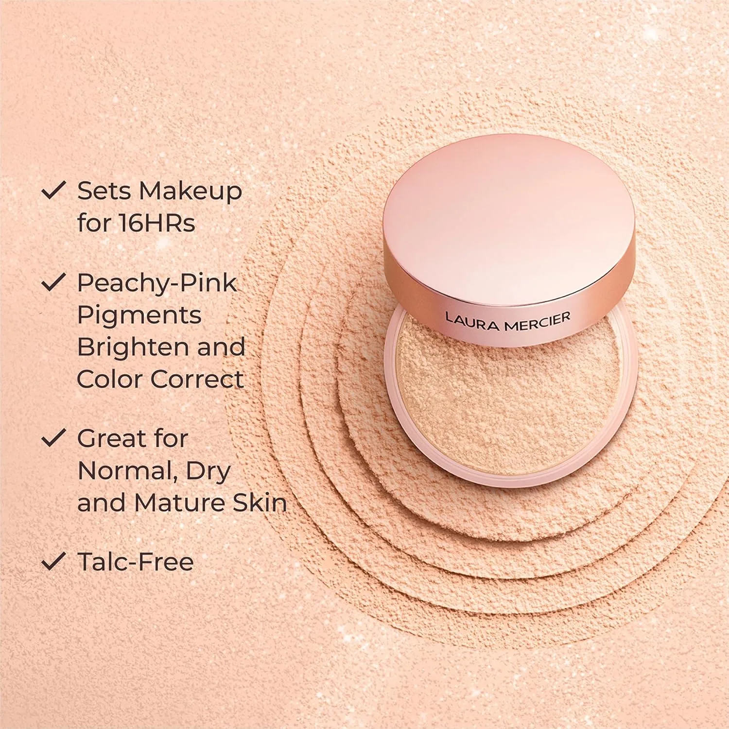 Laura Mercier Translucent Loose Talc-Free Setting Powder Ultra-Blur в оттенке Tone-Up Rose: натуральный и размывающий финиш, с гиалуроновой кислотой, для оживления светлых и средних тонов кожи + набор с велюровой пуфф — фото 4