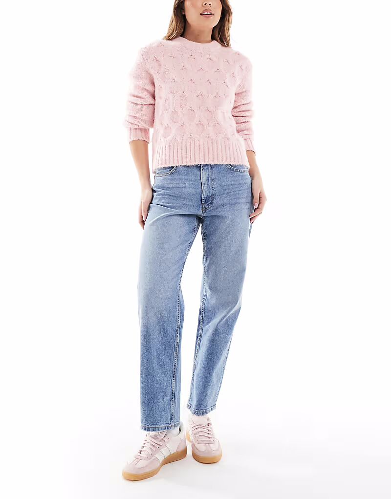 

Джинсы прямого кроя ASOS DESIGN до щиколотки средне-синего цвета - MBLUE