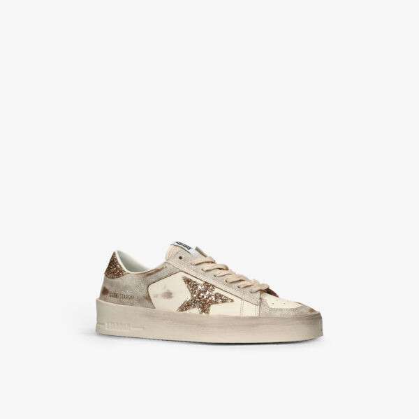 Кожаные кроссовки Stardan с блестками и звездами Golden Goose, белый — фото 3