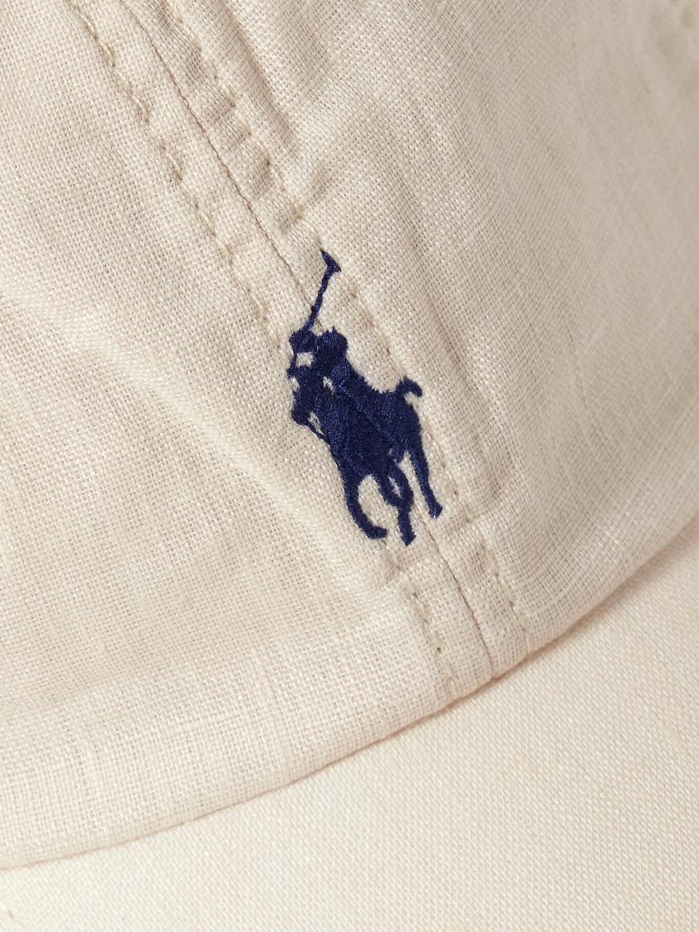 

Льняная бейсболка с кожаной отделкой и вышитым логотипом POLO RALPH LAUREN, кремовый