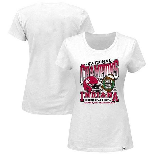

Женская футболка '47 white Indiana Hoosiers College Football Playoff 2025 National Champions Plus Size 47 Brand