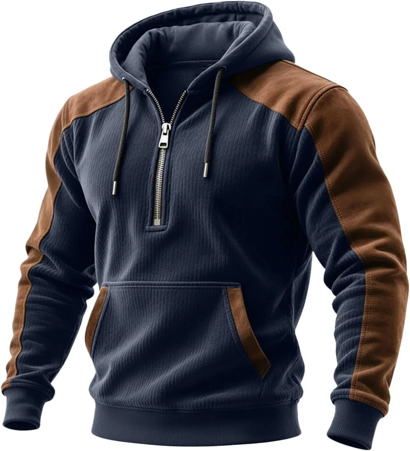 Худи с контрастными деталями, на молнии, Generic, Navy