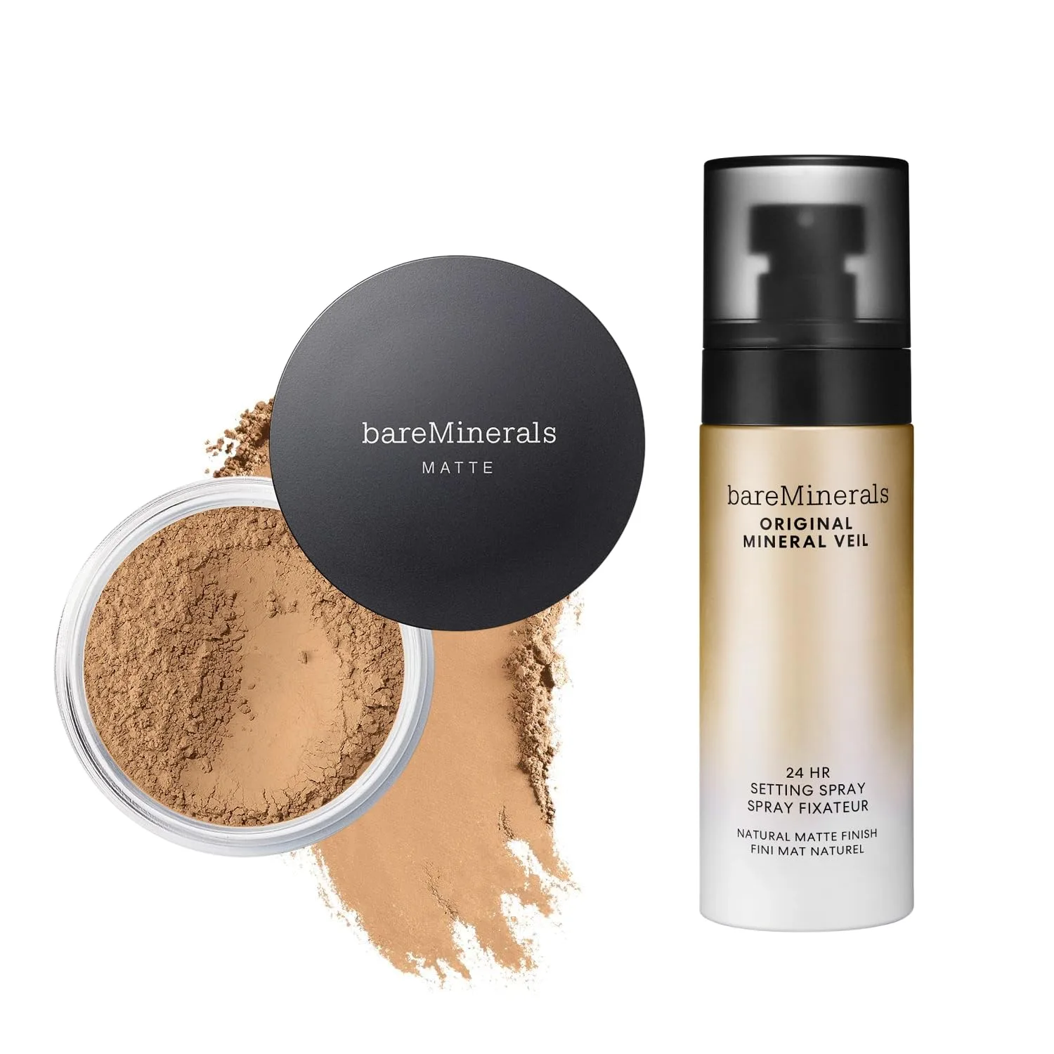 bareMinerals Original Matte Loose Powder Foundation SPF 15, минеральная пудра для лица, покрытие от легкого до полного, матирует, без талька, некомедогенно + Mineral Veil Natural Matte Setting Spray