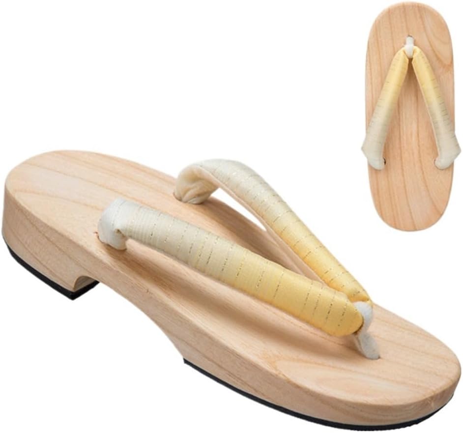 

Деревянные клоги для женщин, сандалии гета, японские таби, шлепанцы-нимы, мужские мюли, тапочки на платформе для подростков - для косплея, стояние весь день, костюм гейши, удобная прогулка Geerta, светло-желтый