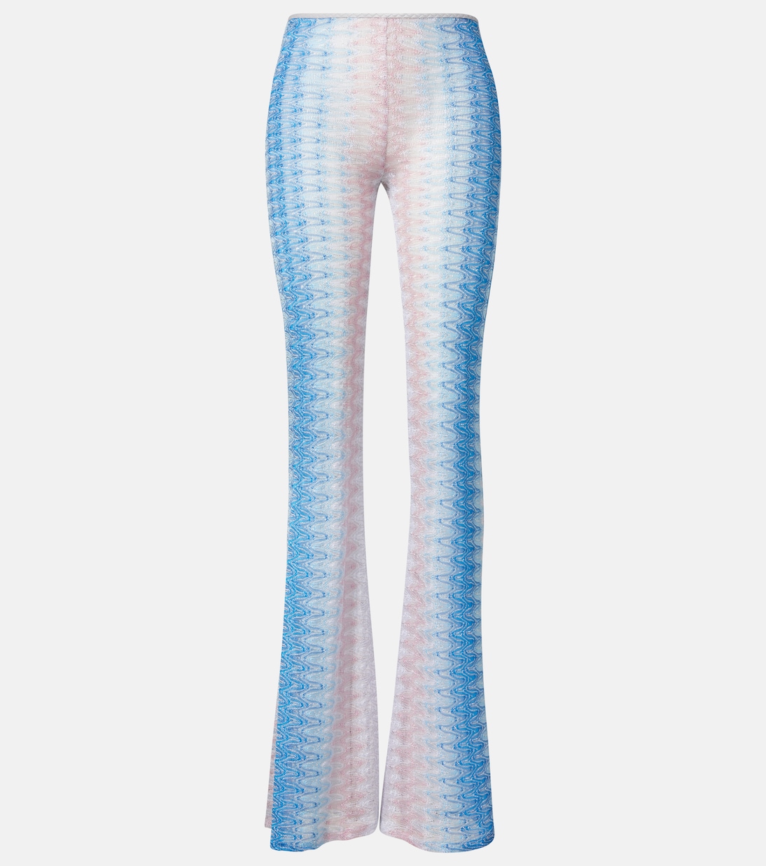 

Полупрозрачные расклешенные брюки Zig Zag с высокой посадкой Missoni, Blue And Pink Tones