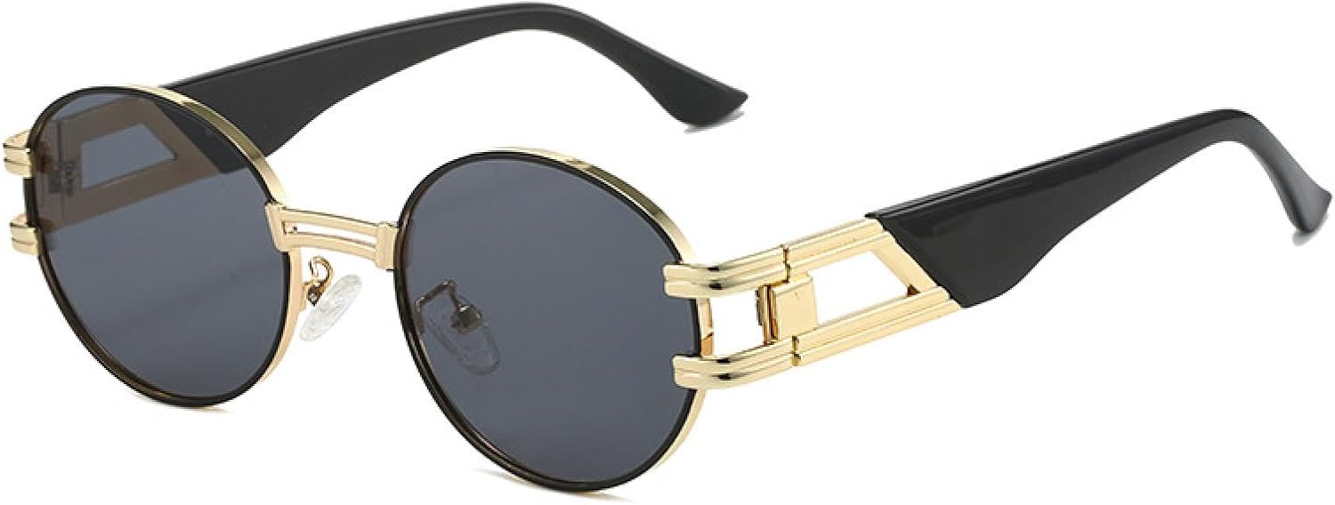 

Металлические солнцезащитные очки в стиле стимпанк для женщин, роскошные металлические круглые очки в стиле панк для мужчин, модные солнцезащитные очки, трендовые очки UV400 TKKTLLT, C1