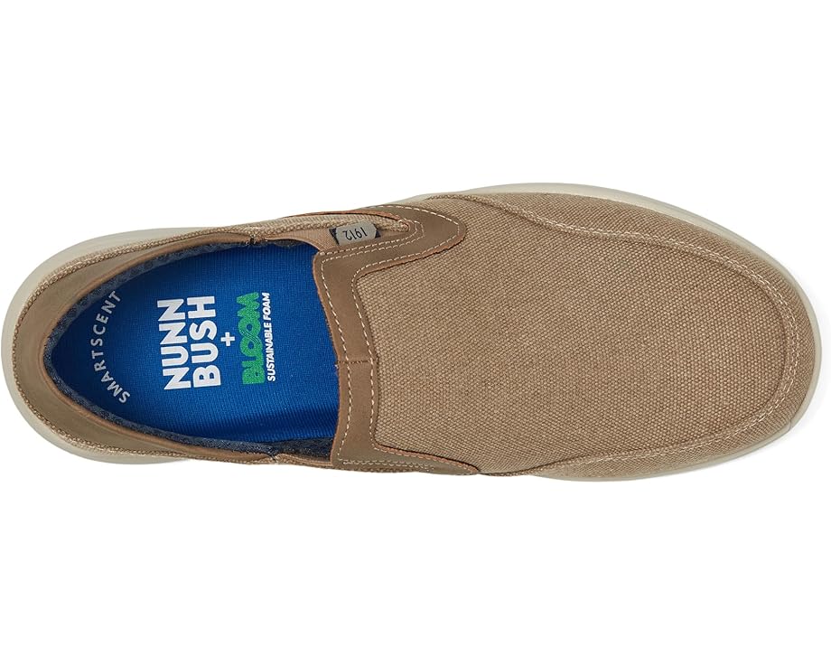 Мужские слипоны Nunn Bush Conway Ez Canvas Moccasin Toe Slip-On Easy Slip-In Loafer, Stone — фото 2