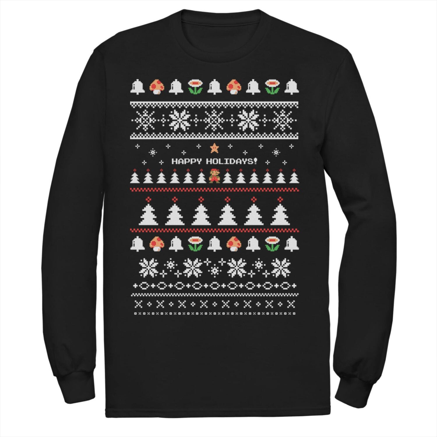 

Мужская футболка Nintendo Super Mario Happy Holidays Pixels Licensed Character