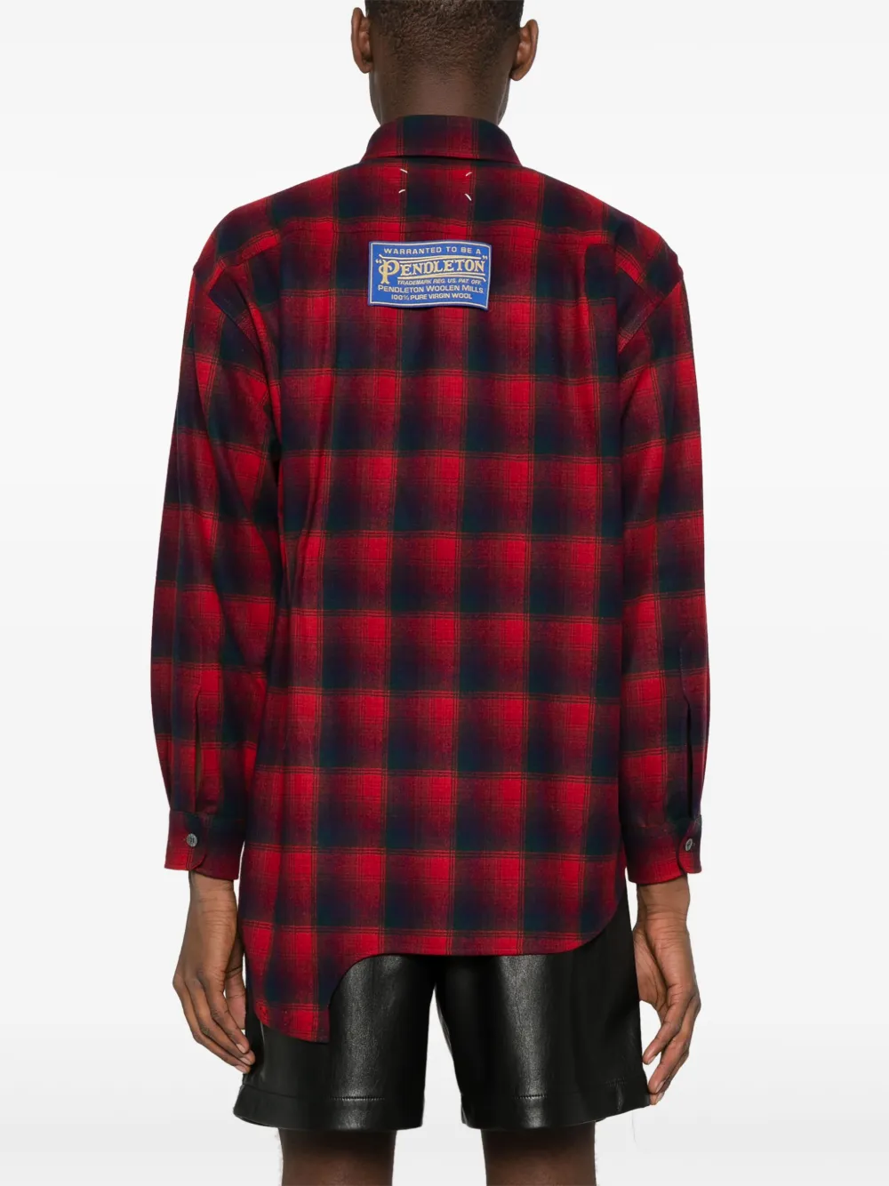 Шерстяная рубашка в клетку из коллаборации с Pendleton MAISON MARGIELA, красный — фото 4