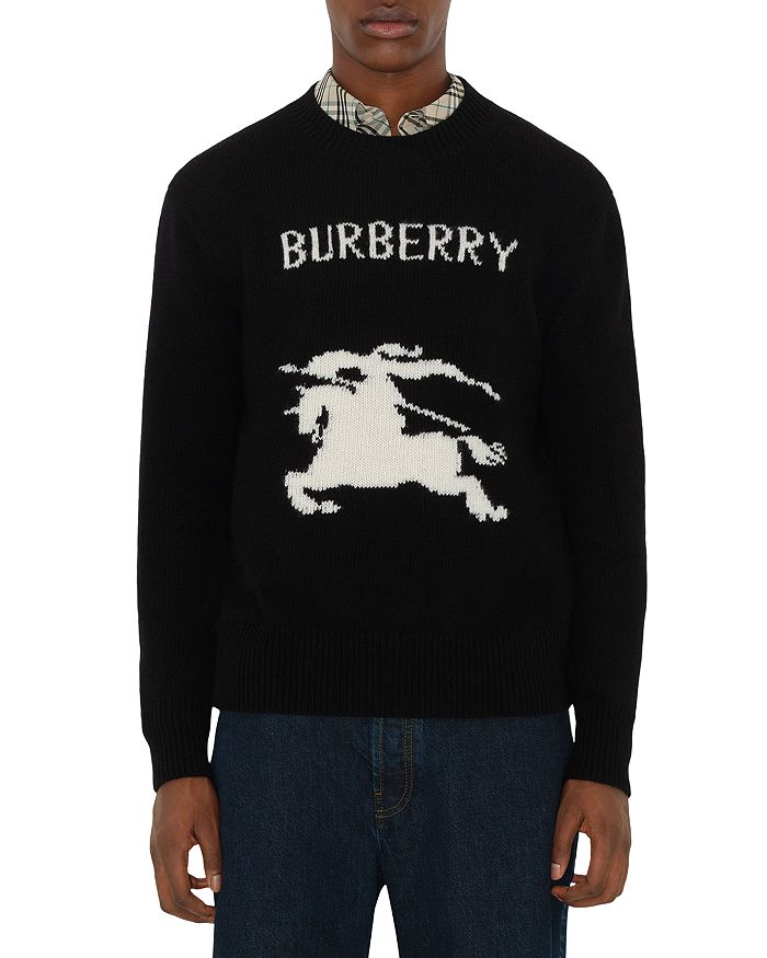 

Свитер классического кроя из шерсти и кашемира с рисунком «Конный рыцарь» Burberry, черный