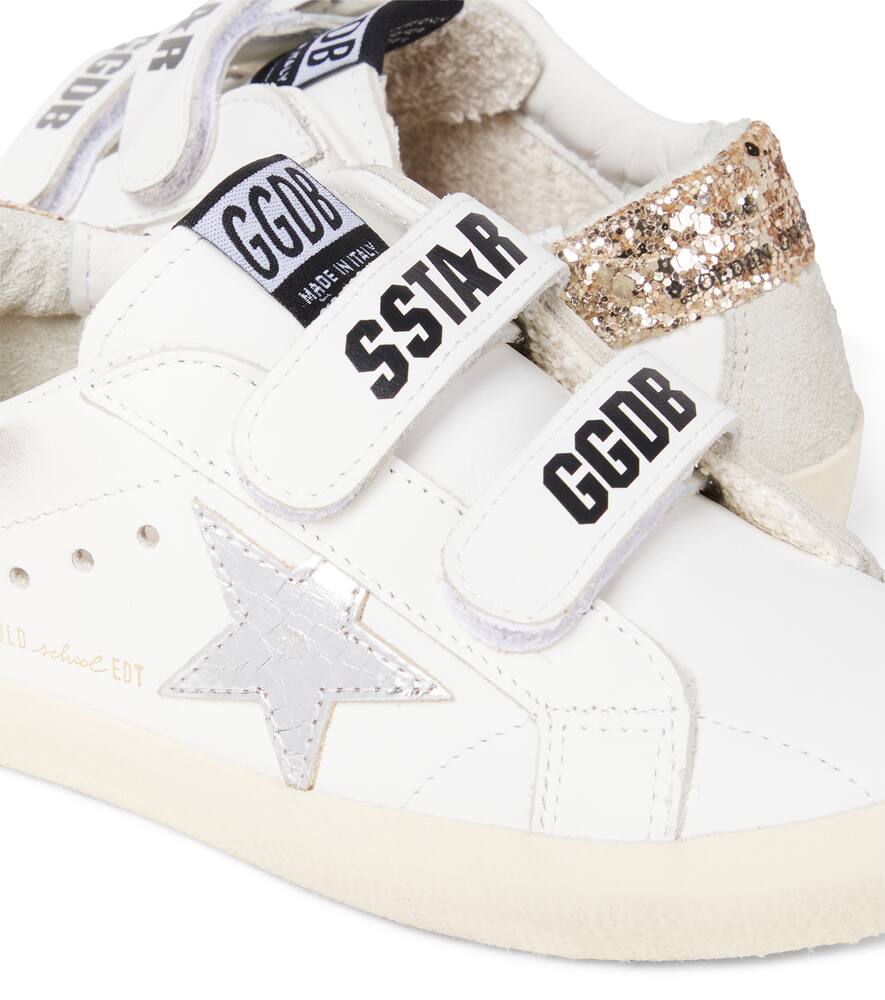 Старые добрые кожаные кроссовки с пайетками Golden Goose Kids, White/Silver/Light Gold/Ice — фото 4