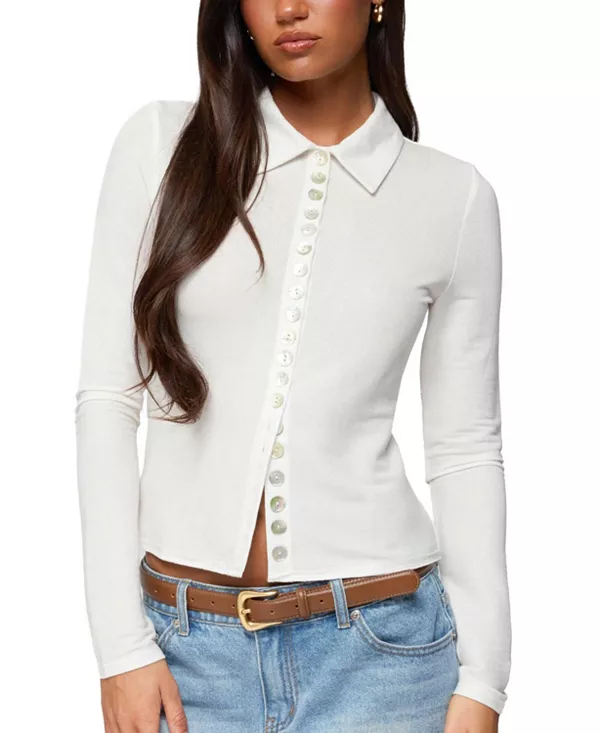 

Переливающаяся рубашка на пуговицах "Пенни" Edikted, белый