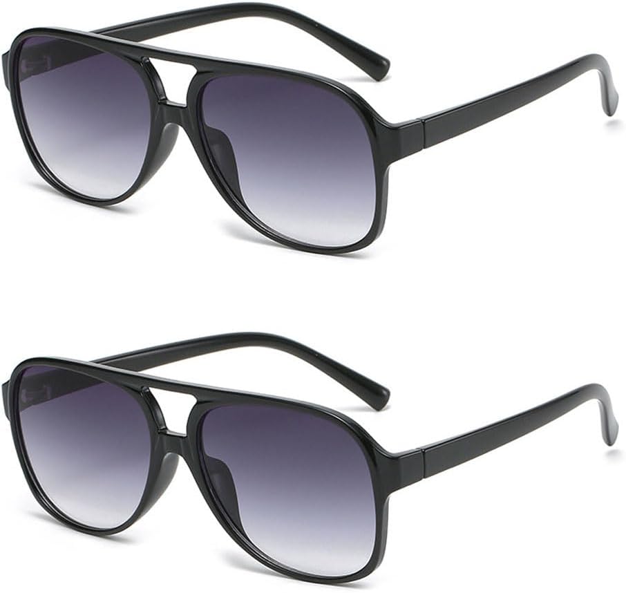 

Солнцезащитные очки в стиле ретро квадратной формы для женщин и мужчин, винтажные, с защитой от УФ-излучения UV400, классические, с большой двойной перемычкой, очки-авиаторы Ridering, Black Grey*2