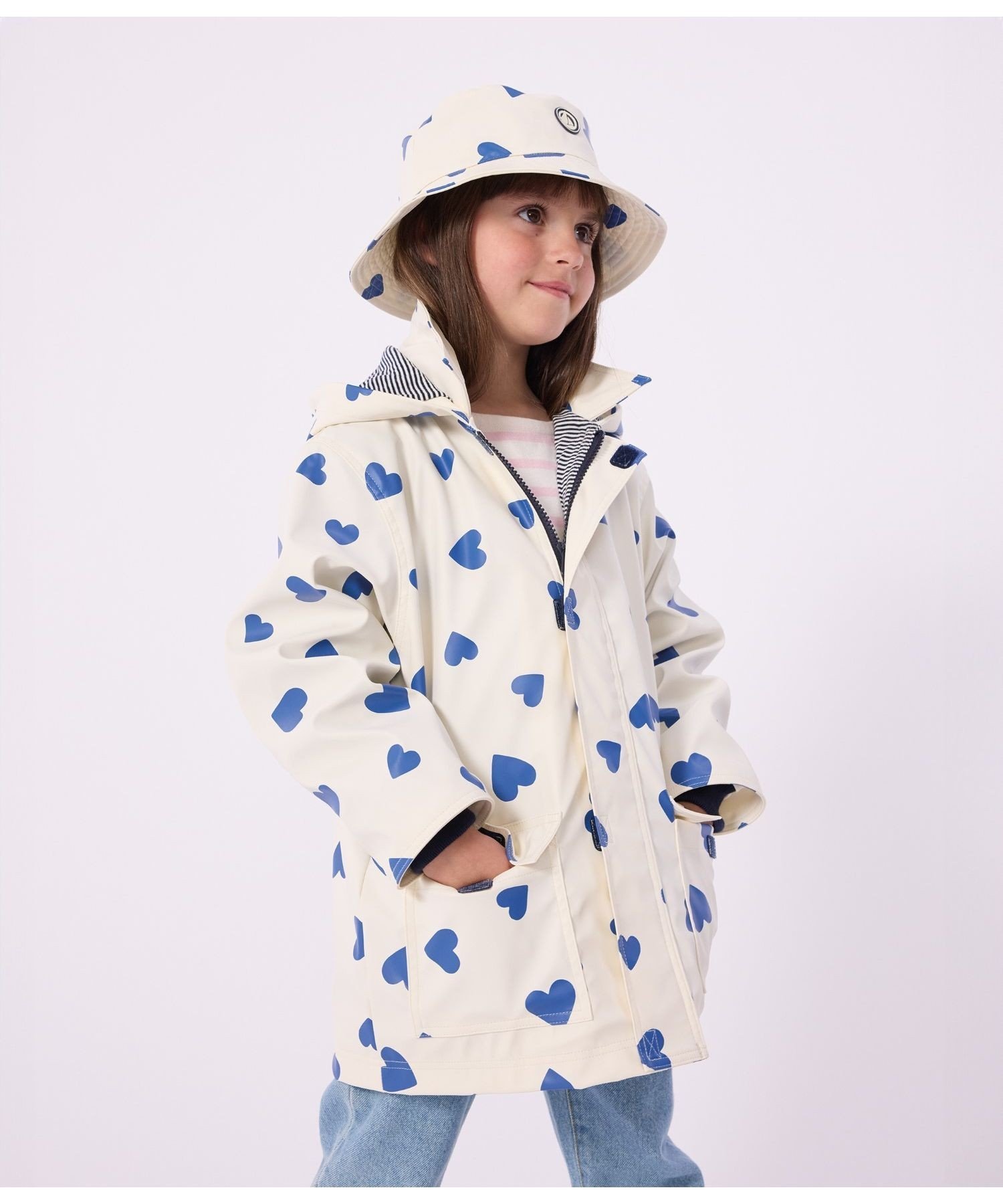 Парка для яхтинга с принтом в виде сердечек Petit Bateau, Off-white/Blue