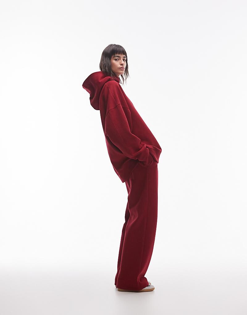 

Topshop – бордовые прямые джоггеры, часть комплекта