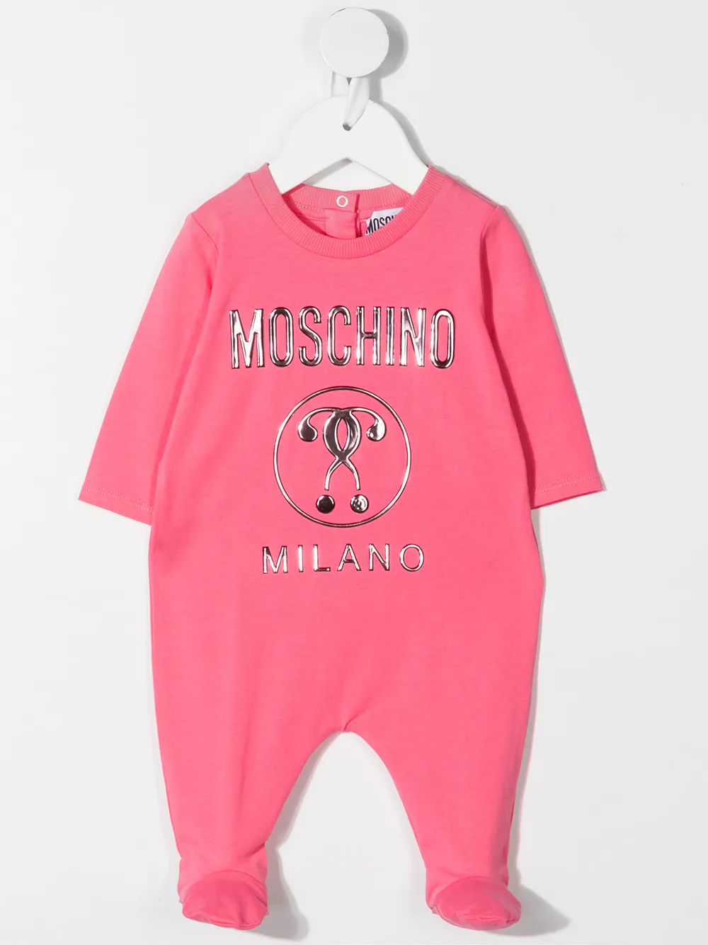 Комплект из боди и шапки с логотипом Moschino Kids, розовый — фото 2