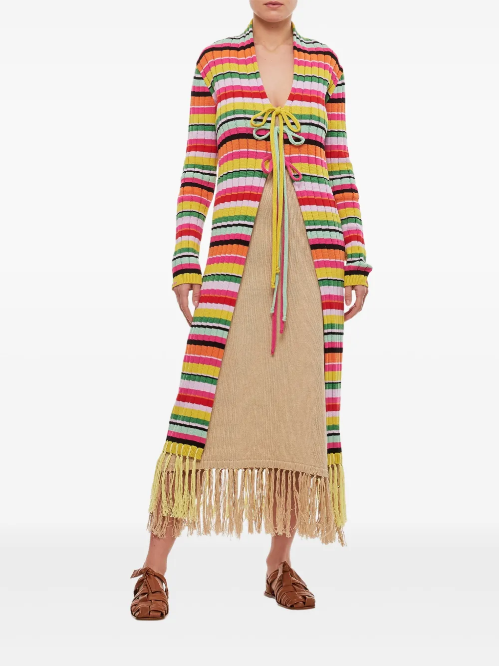 

Полосатый кардиган с бахромой Gio Giovanni Gerosa, желтый