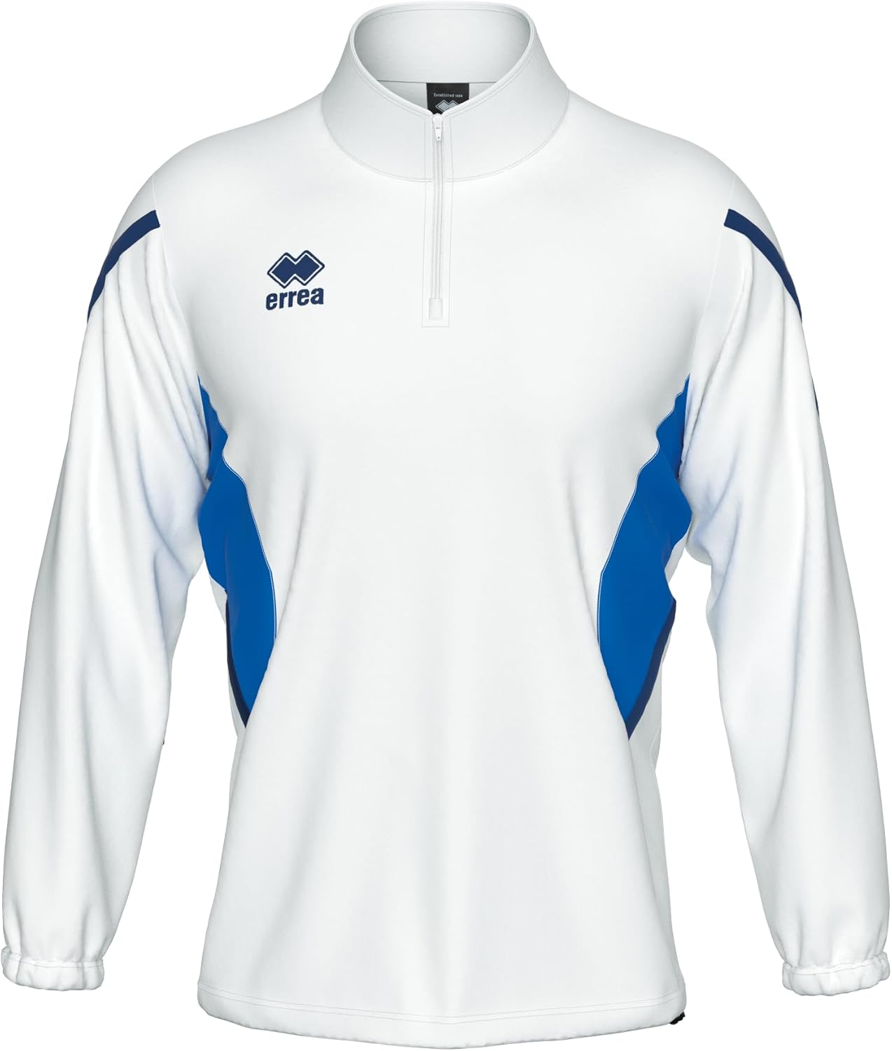 

Мужская трикотажная футболка ERREA с застежкой-молнией до середины груди (CHARLES) с затягивающимися штанинами и карманами на молнии , белый/синий/темно-синий