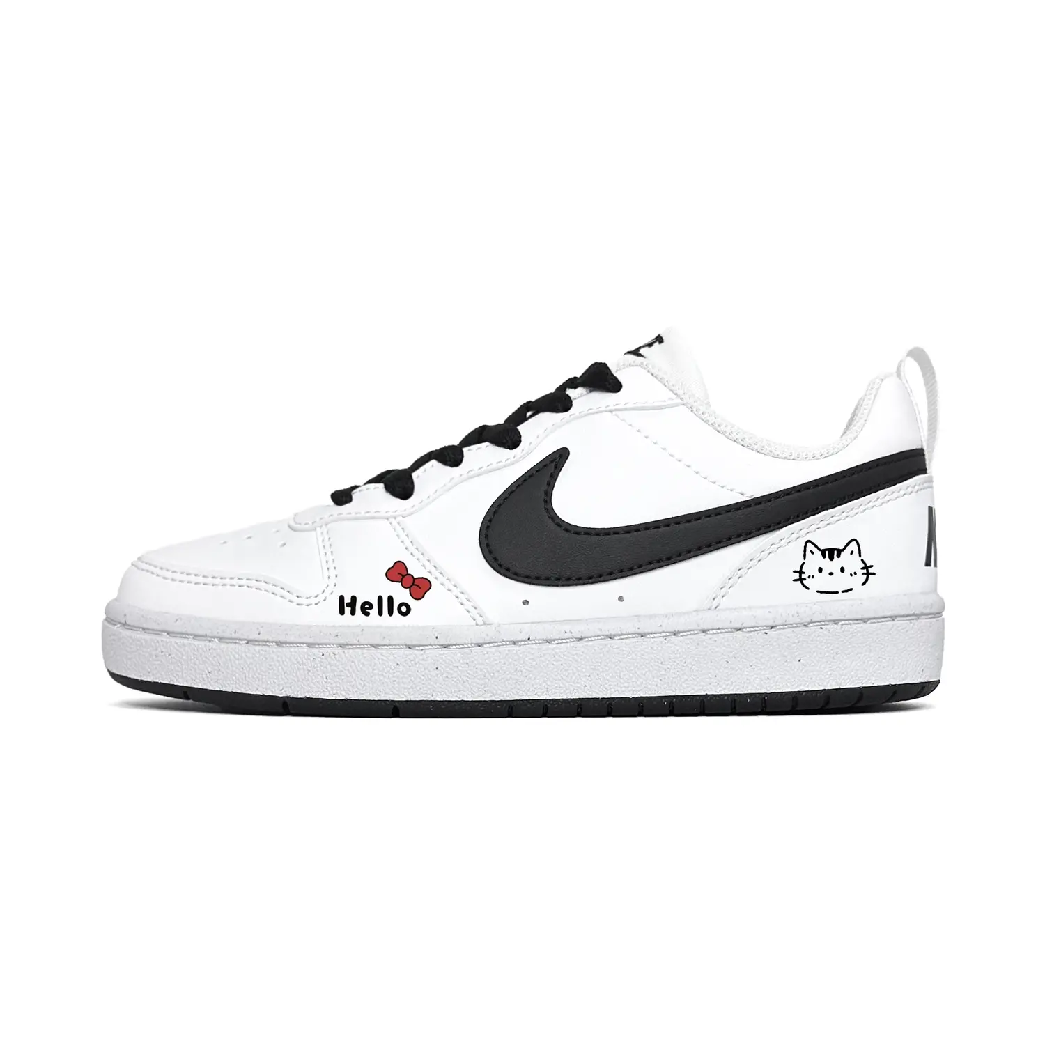 

Nike Детские скейтбордистские кроссовки Court Borough Hello Meowth Low top, черно-белые, для подростков