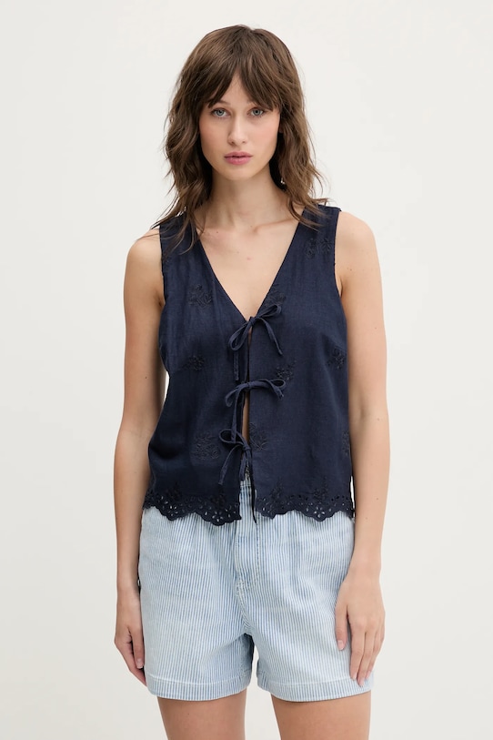 

Льняной жилет Hollister Co., темно-синий