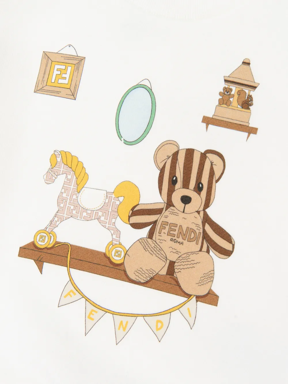 Свитшот с графическим принтом Fendi Kids, белый — фото 4
