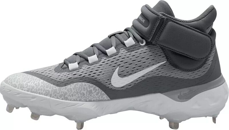 Мужские бейсбольные бутсы Nike Alpha Huarache Elite 4 Mid Metal, серый/белый — фото 3