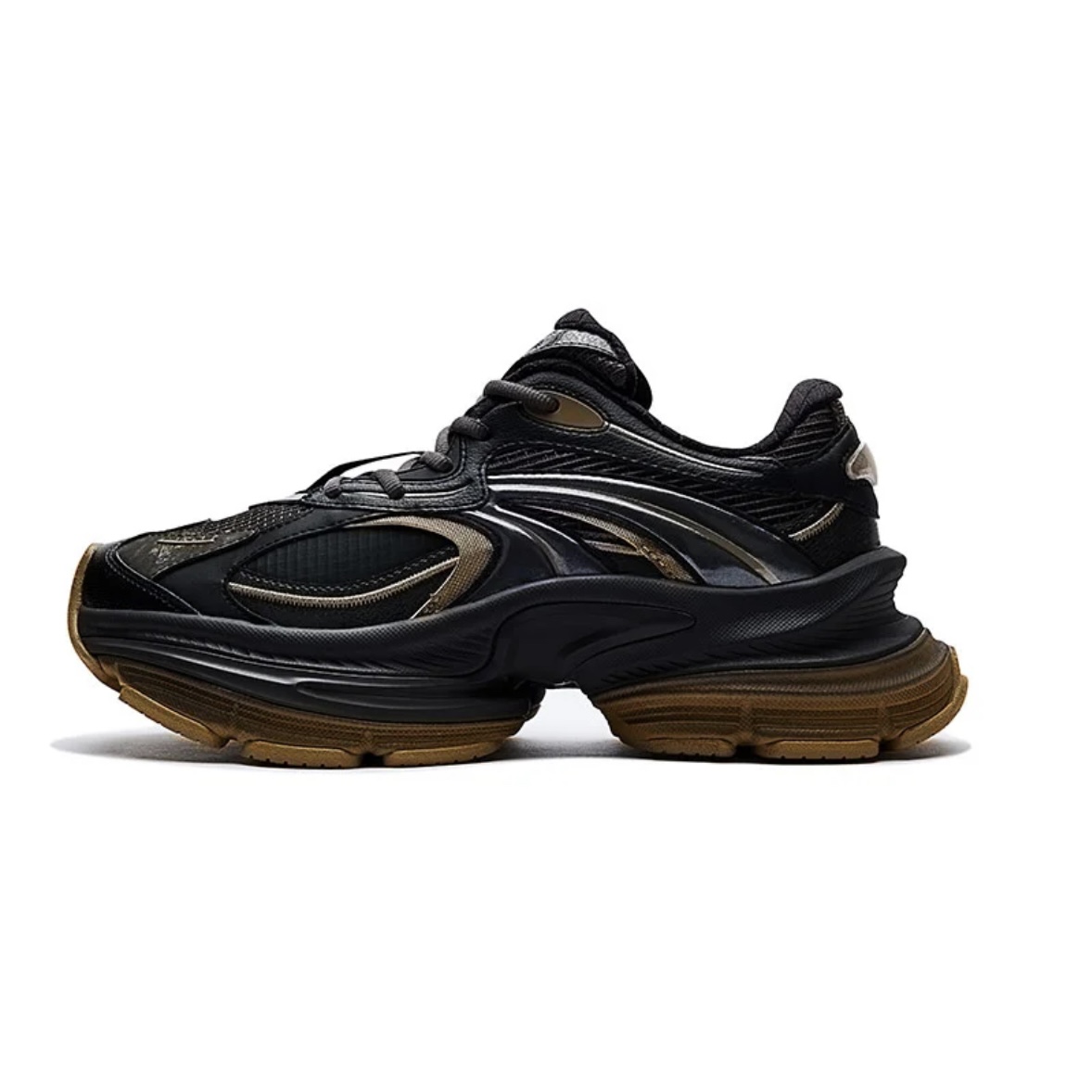 

ANTA Мужские противоскользящие и износостойкие утепленные низкие топсы Chunky кроссовки Black Gold