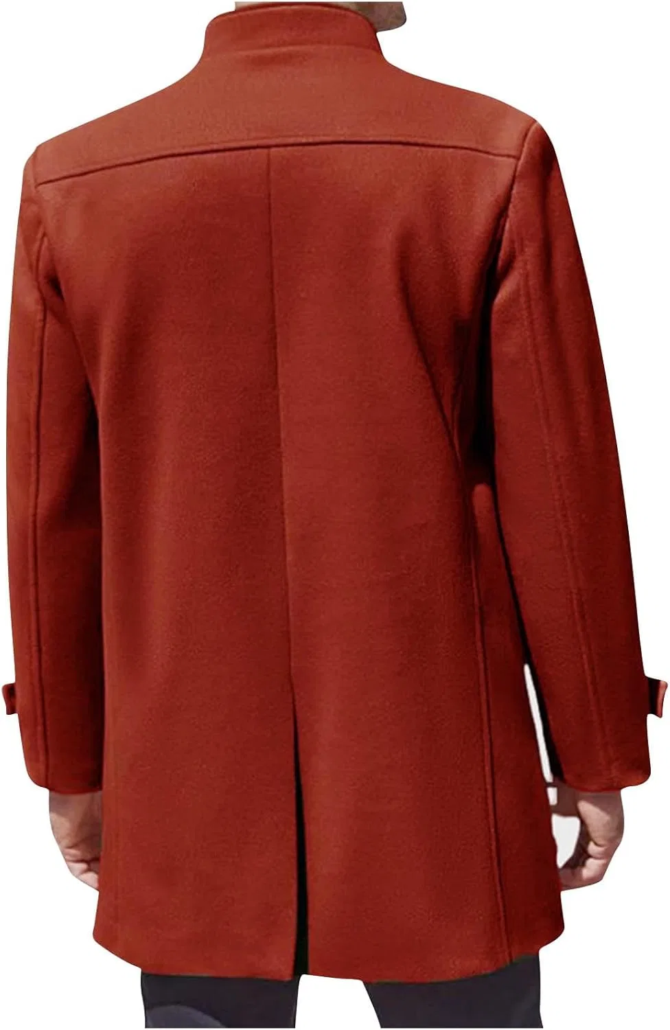 Мужское повседневное пальто-тренч Slim Fit со стоячим воротником, длинное пальто, зимнее модное однобортное пальмо generic, оранжевый — фото 2